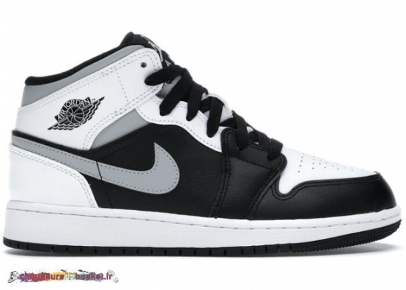 Air Jordan 1 Mid "Blanc Shadow" (Gs) Noir Blanc (554725-073)