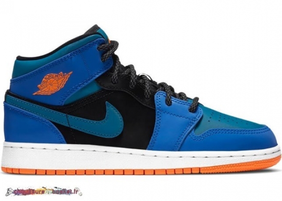 Air Jordan 1 Mid Coureur Bleu (Gs) Vert Abîme (554725-440)