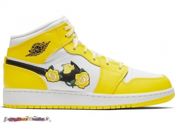 Air Jordan 1 Mid Dynamic (Gs) Jaune Floral (AV5174-700)