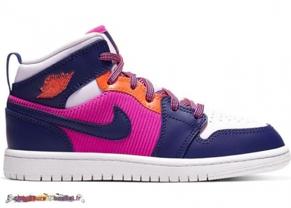 Air Jordan 1 Mid Fire Rose (Ps) À Peine Raisin (640737-602)