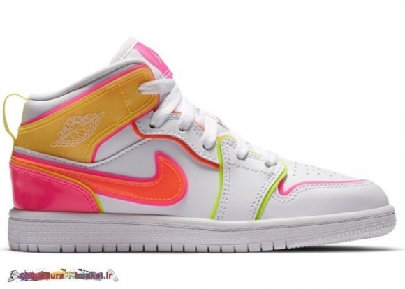 Air Jordan 1 Mid Se "Edge Glow" (Ps) Rose Blanc (CV4612-100)