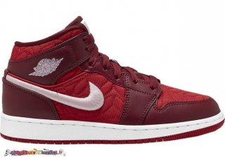 Air Jordan 1 Mid Se Rouge Quilt Gs Rouge Blanc (AV5174-600)