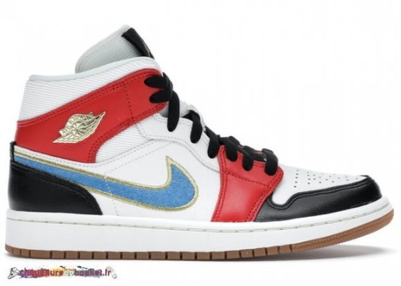 Air Jordan 1 Mid Voile Rouge (W) Noir Bleu (DC1426-100)