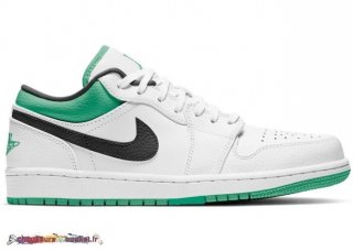 Jordan 1 Low Blanc Chanceux Vert Noir (553558-129)