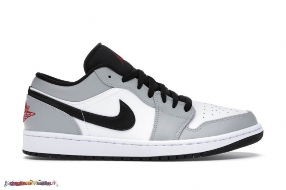 Jordan 1 Low "Light Fumée Gris" Blanc Rouge (553558-030)