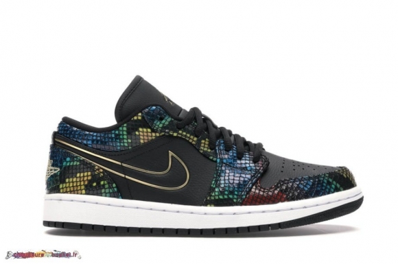 Jordan 1 Low MultiCouleur Snakeskin (W) (2020) Noir Or (CW5580-001)