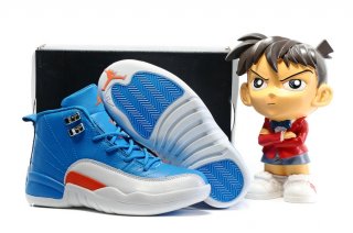 Air Jordan 12 Blanc Bleu Orange Enfant