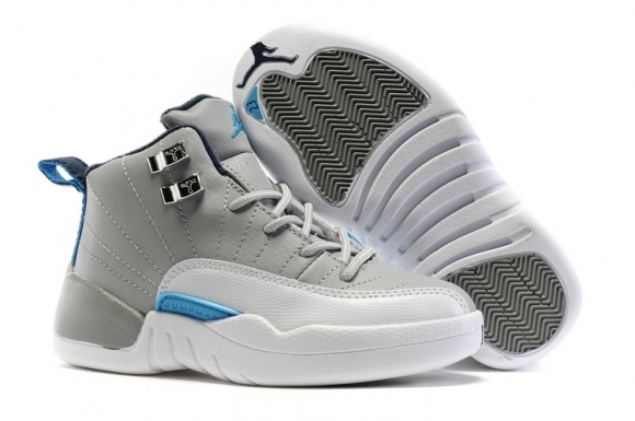 Air Jordan 12 Gris Blanc Bleu Enfant