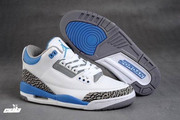 Air Jordan 3 Blanc Bleu Noir