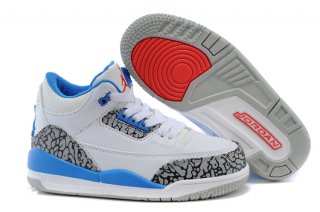 Air Jordan 3 Blanc Gris Bleu Enfant