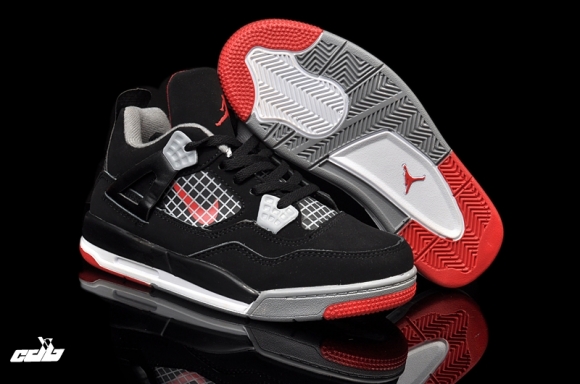 Air Jordan 4 Gris Noir Rouge Enfant