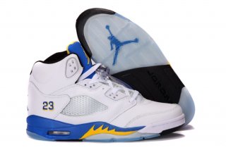 Air Jordan 5 Blanc Bleu Jaune