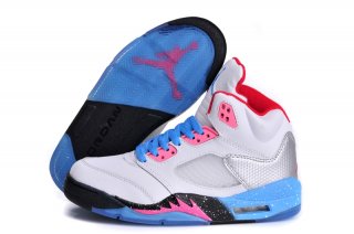 Air Jordan 5 Blanc Bleu Rose Noir