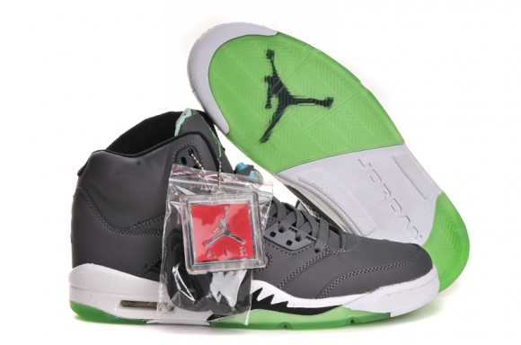 Air Jordan 5 Gris Noir Blanc Vert