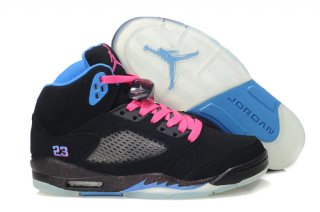 Air Jordan 5 Noir Rose Bleu