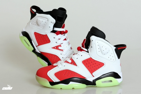 Air Jordan 6 Blanc Rouge Fluorescent Vert