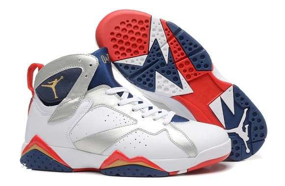 Air Jordan 7 Blanc Argent Orange Or