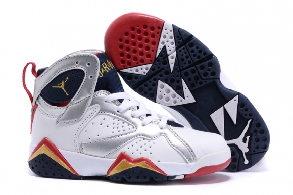 Air Jordan 7 Blanc Argent Rouge Or Enfant