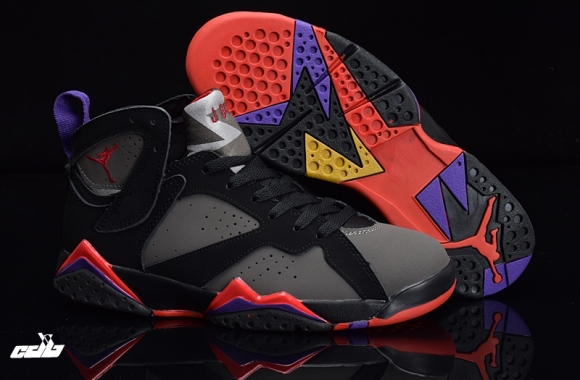 Air Jordan 7 Noir Gris Orange Pourpre