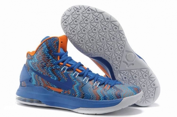 Nike KD 5 Bleu Orange Blanc