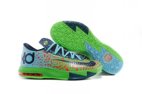 Nike KD 6 Bleu Vert Orange Noir