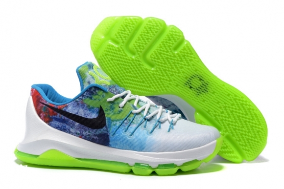 Nike KD 8 Vert Bleu Blanc