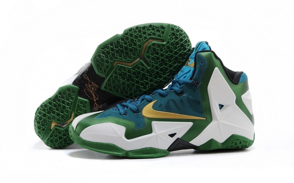 Nike Lebron 11 Blanc Vert Bleu