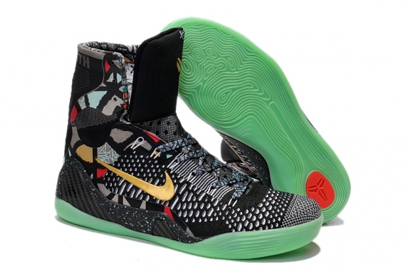 Nike Zoom Kobe 9 Elite Noir Gris Or Vert