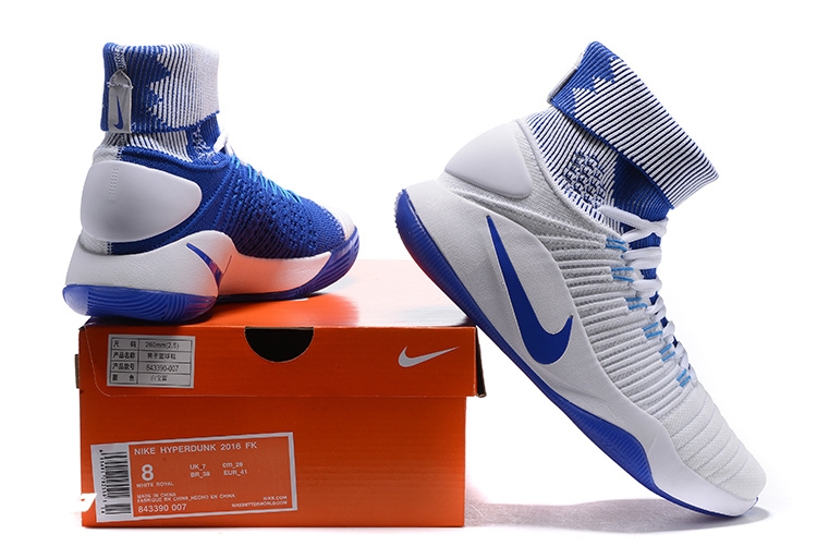 Nike Hyperdunk 2016 Flyknit Blanc Bleu