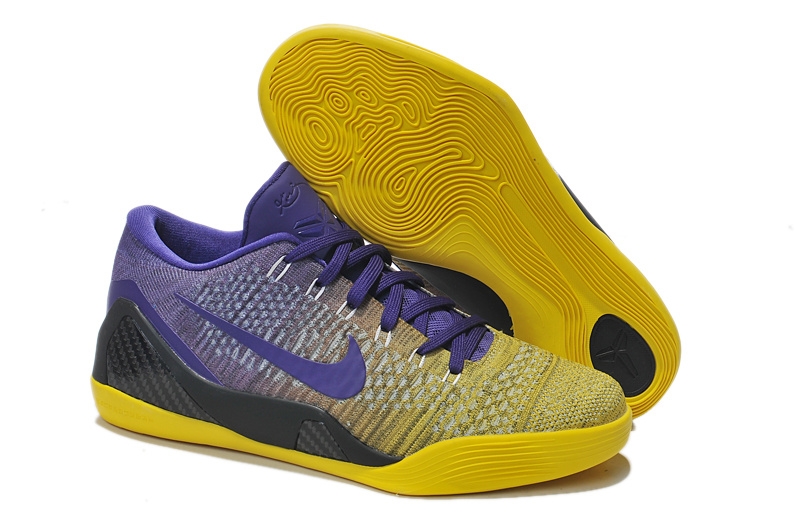 Achat / Vente Nike Kobe IX 9 Elite Low Jaune Pourpre Noir Chaussure de ...