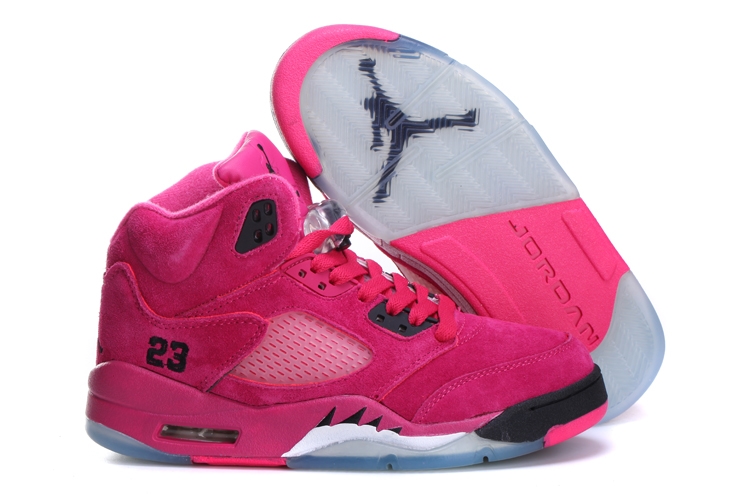 Achat / Vente Air Jordan 5 Rose Noir Blanc Chaussure de Basket Pas Cher