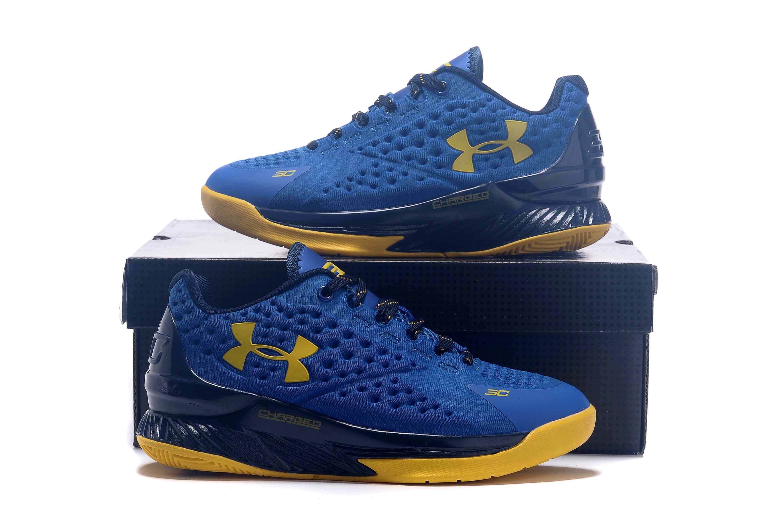 Achat / Vente Under Armour Curry 1 Jaune Bleu Chaussure de Basket Pas Cher