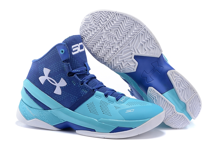 Achat / Vente Under Armour Curry 2 Bleu Vert Chaussure de Basket Pas Cher